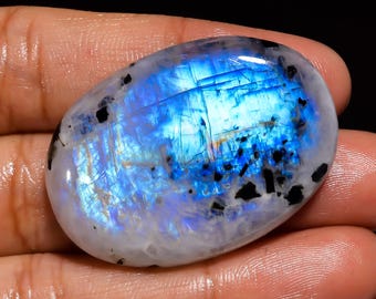 Rainbow Moonstone Gemstone, Rainbow Moonstone Cabochon Blue Fire Moonstone, Pear Oval Moonstone White Stone