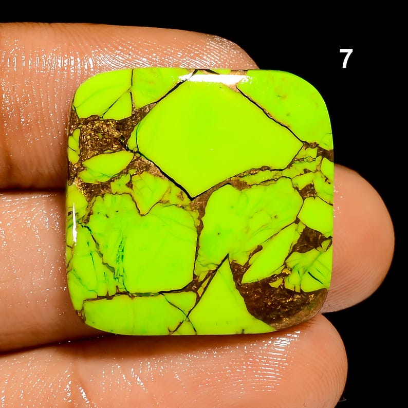 Green Mohave Turquoise Cabochon For Jewelry Making, Crafts 7. 23X23X4mm 23Crt