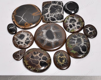 Assortierter schwarzer Septarian Cabochon Edelstein zur Schmuckherstellung | Handgemachte Cabochons Angstrelief Kristalle