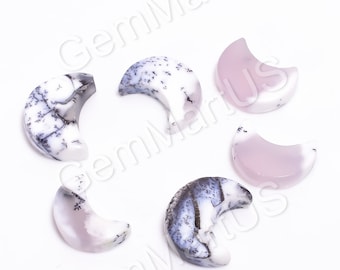 Top Grade Quality 100% Natural Dendritic opal Moon shape Cabochon Loose Gemstone For Making Jewelry Flat back 15-25 Ct 20-30 MM Gemstone