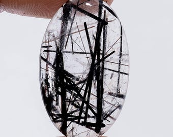 Natural Black Rutile Gemstone, Rutilated Cabochon, loose Rutilated Gemstone for making jewelry