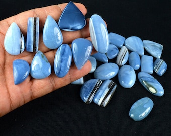 Natural Owyhee Blue Opal Cabochon lot, gemstone lot, one side flat, Top Quality, semi precious hand made hand polished loose gemstone lot-05