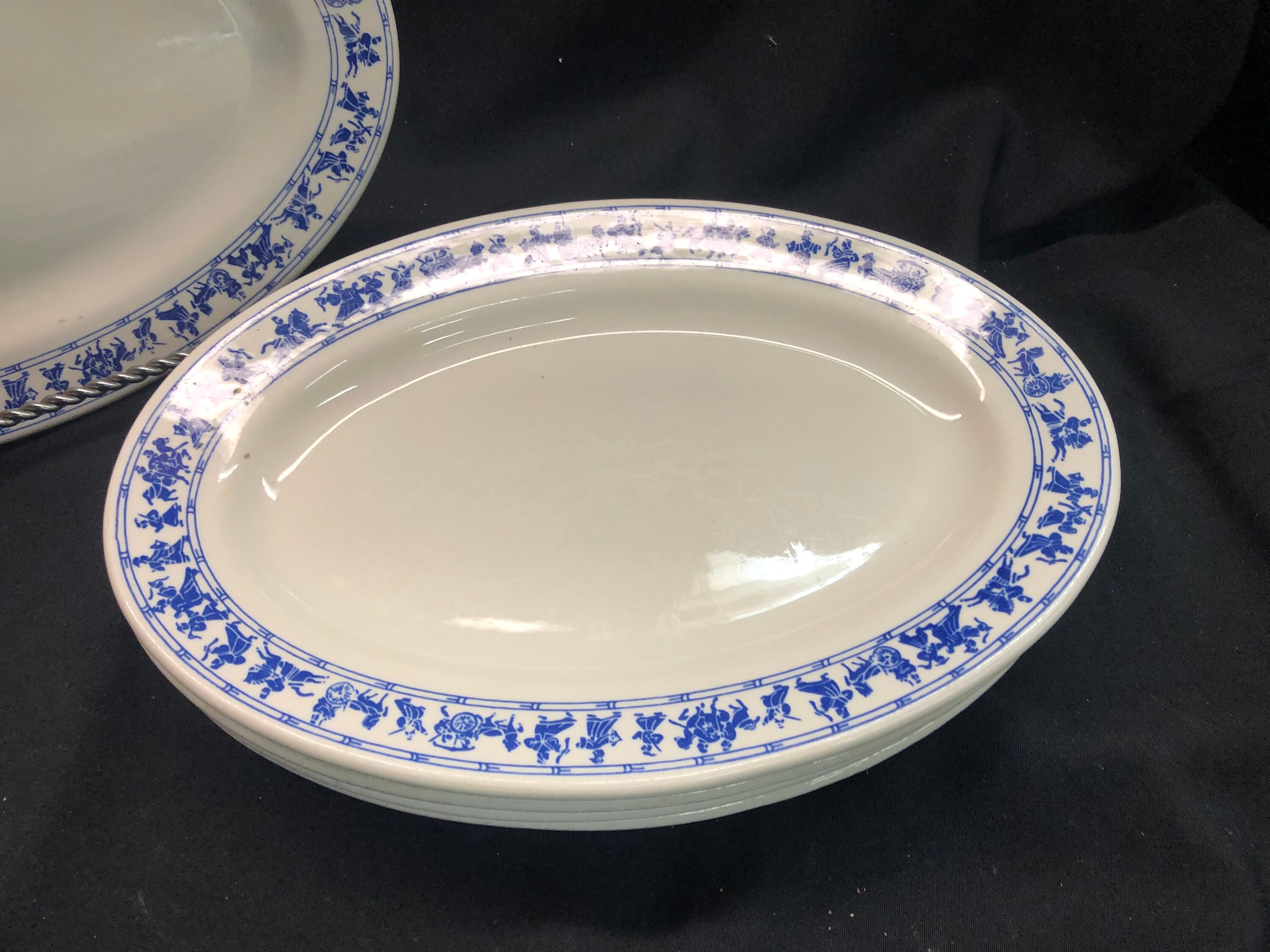 Vintage Buffalo China Oval Plate Platter Roman Chariot Blue Etsy