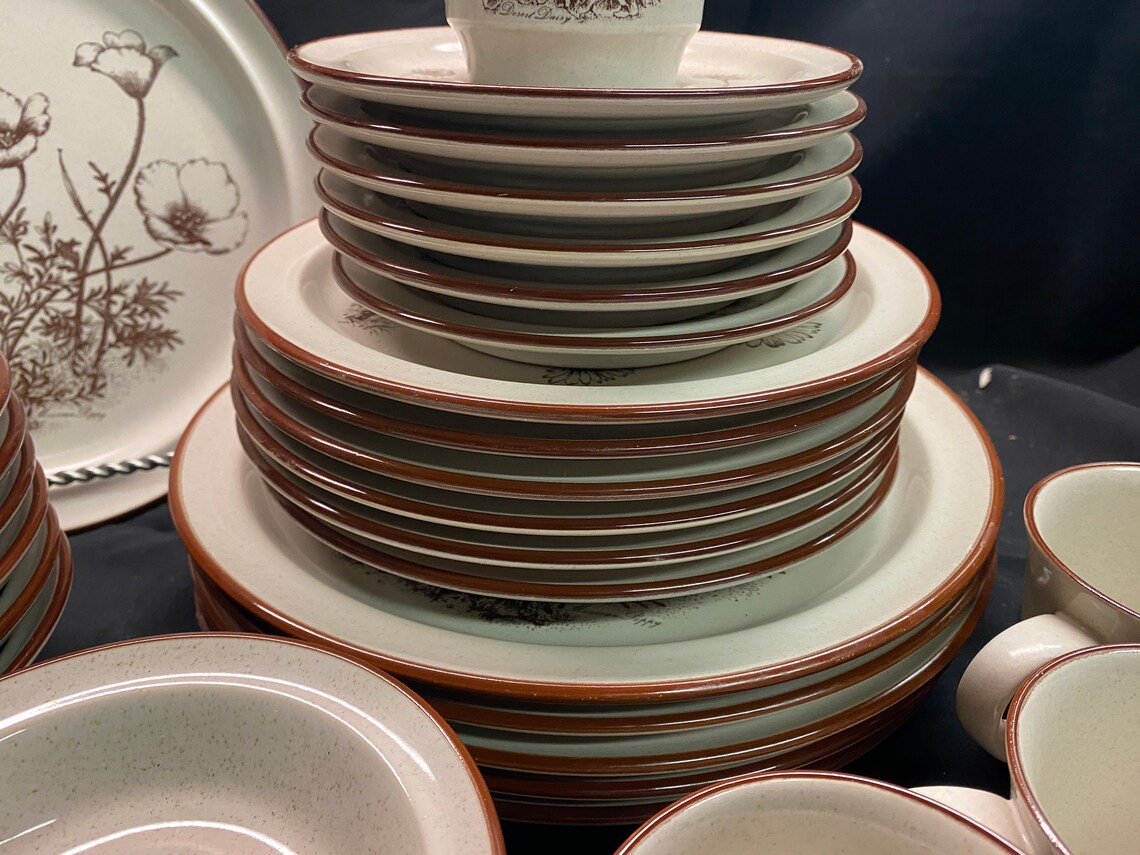 Noritake Japan Stoneware Desert Flowers 8341 Dinnerware Set of Etsy