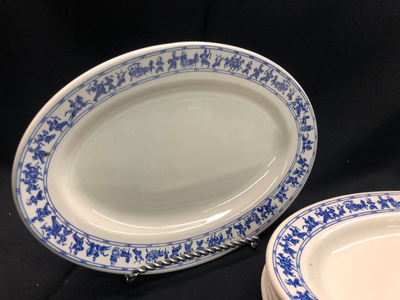 Vintage Buffalo China Oval Plate Platter Roman Chariot Blue Etsy