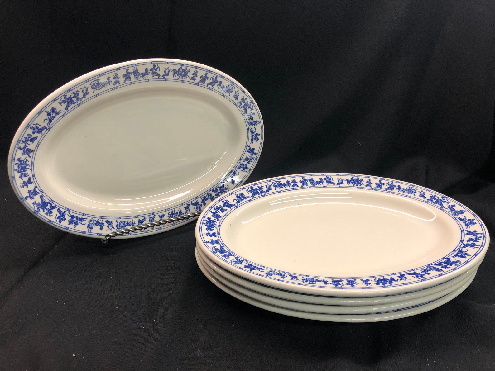 Vintage Buffalo China Oval Plate Platter Roman Chariot Blue Etsy