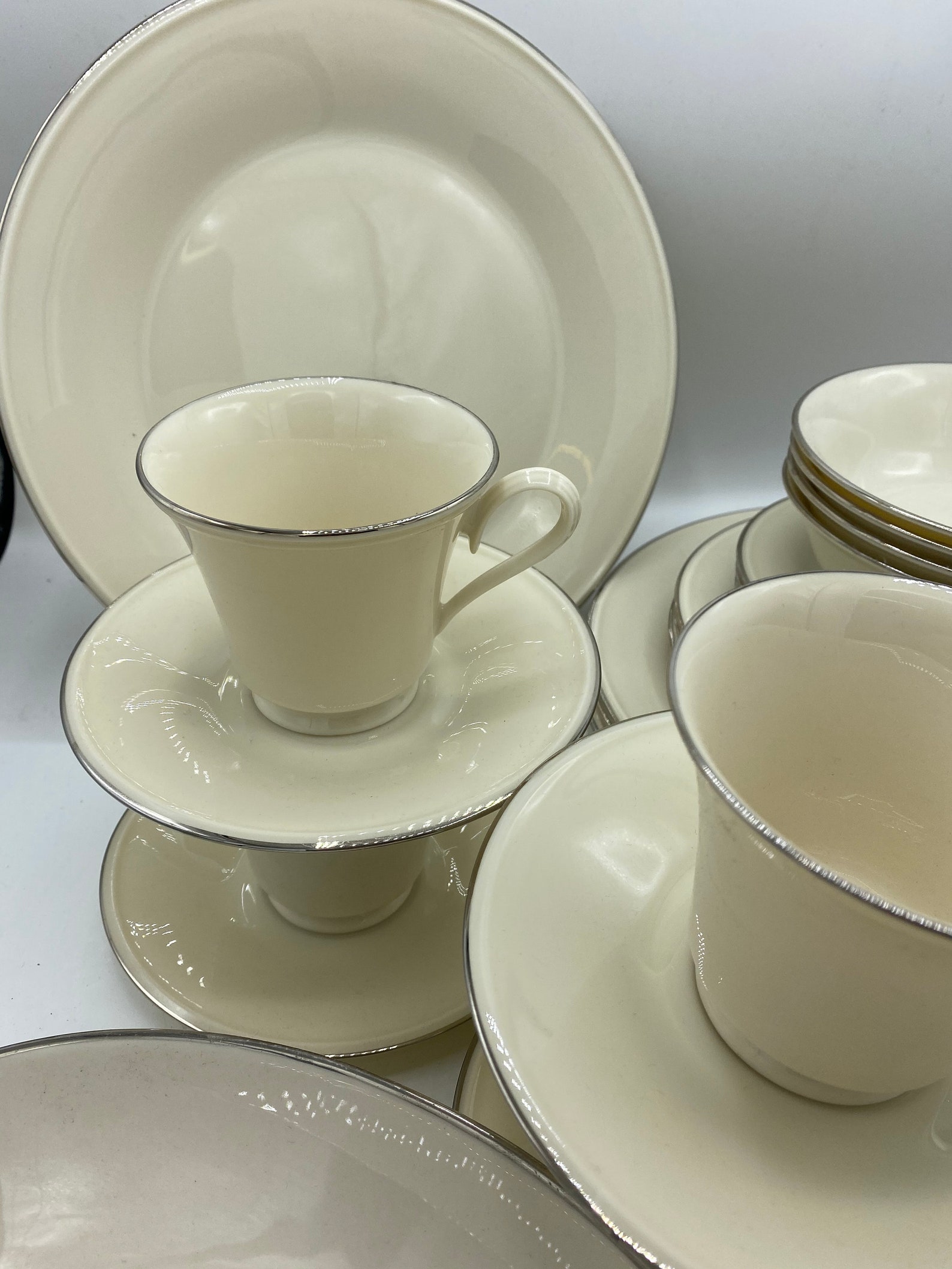 Lenox China Special Ivory & Platinum Dinnerware Set of 27 Etsy