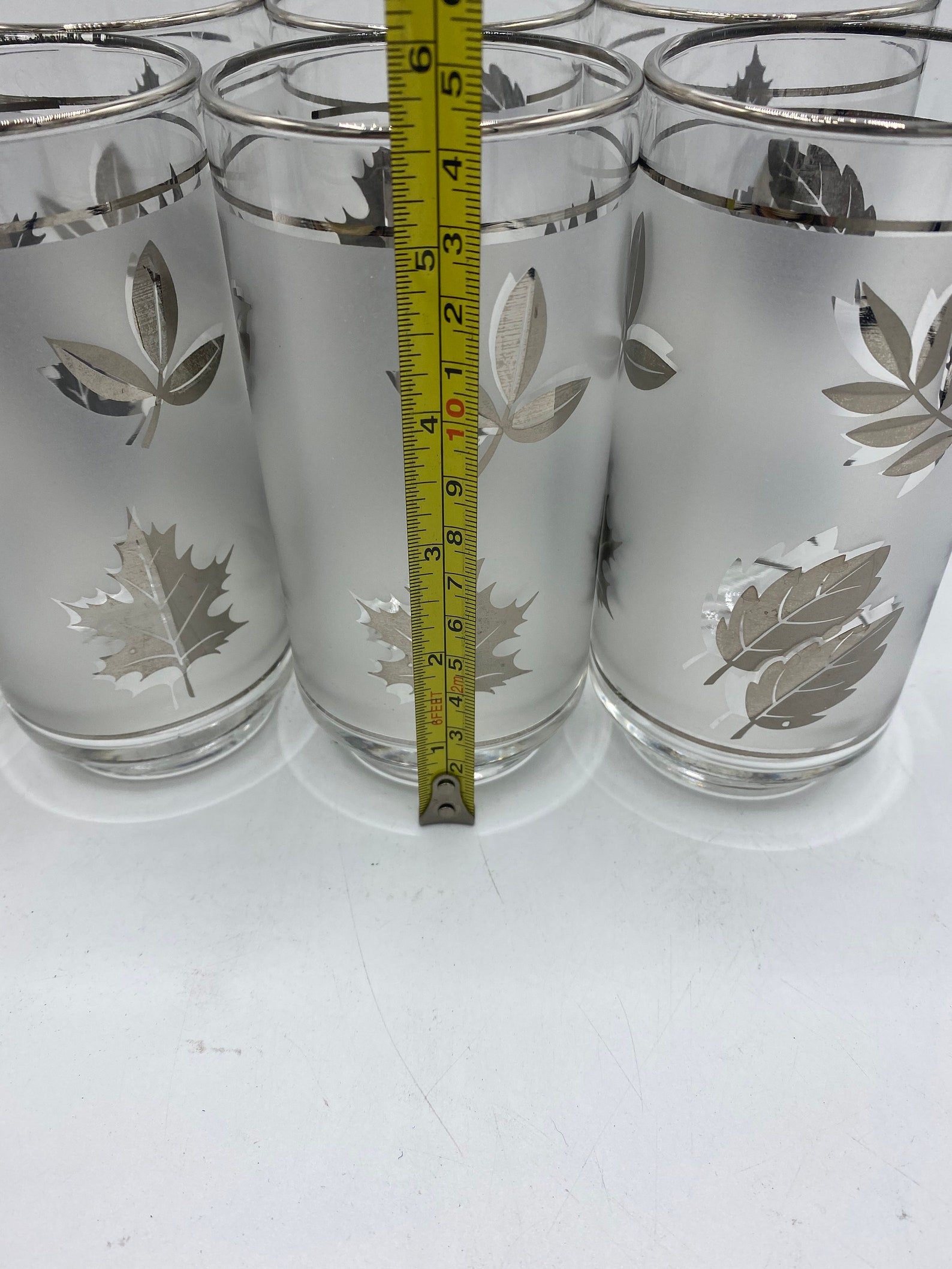 Vintage Libbey Silver Leaf Frosted Glass Tumblers Set of 8 Etsy