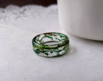 Real Moss Resin Ring Green Resin Ring Nature Resin Ring Plant Resin Ring Botanical Ring Forest Ring Transparent Ring Resin Ring Moss Ring