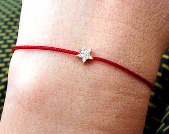 Diamond star bracelet in rose gold, string bracelet