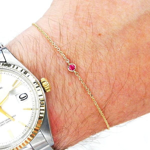 Bracelet rubis, bracelet homme en or 18 carats