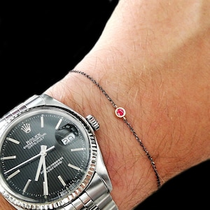 Ruby bracelet, mens bracelet, 18k gold