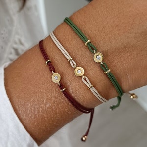 String bracelet with Diamond 18k Gold, Diamond bracelet, Friendship bracelet for women image 1