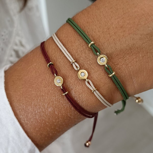 String bracelet with Diamond 18k Gold, Diamond bracelet, Friendship bracelet for women