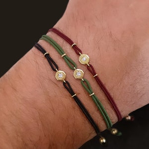 String bracelet with Diamond 18k Gold, Diamond bracelet, Friendship bracelet for men