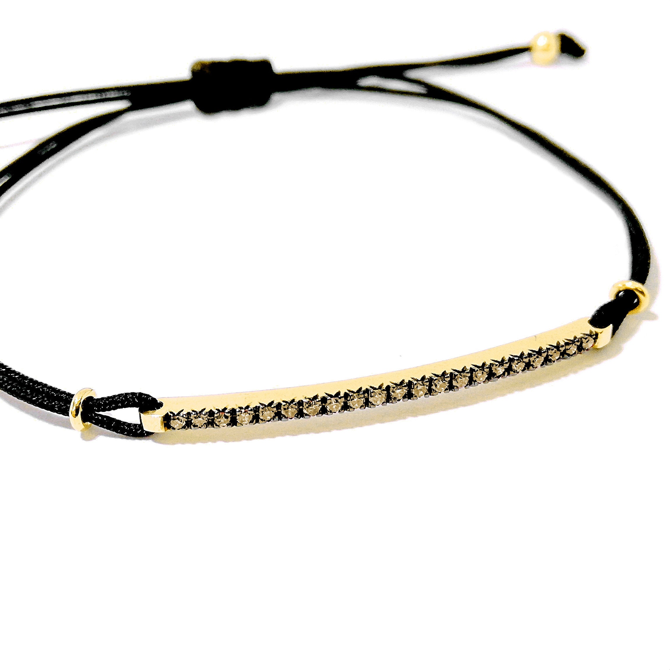 メンズ 18K ゴールド ブラウン ダイヤモンド テニスブレスレット