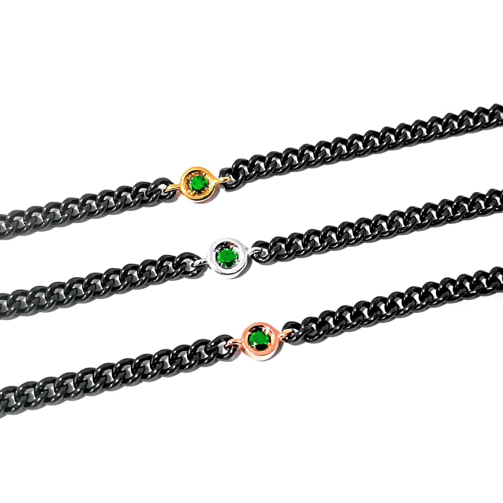 Mens emerald bracelet 18k gold black bracelet Etsy