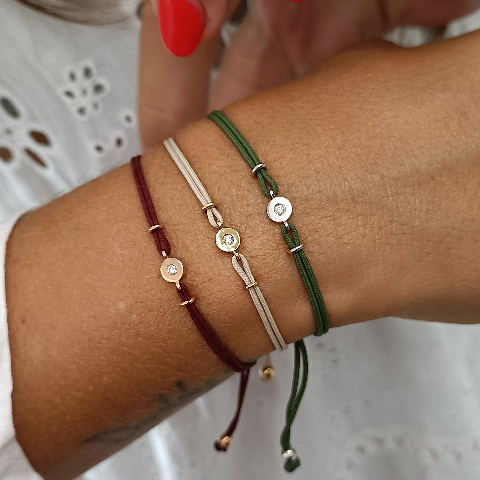 String Bracelet With Diamond 18k Gold Diamond Bracelet Etsy