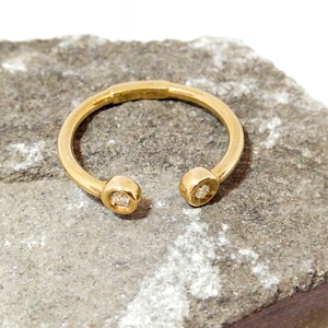 Open ring, solid gold cuff ring, diamond ring
