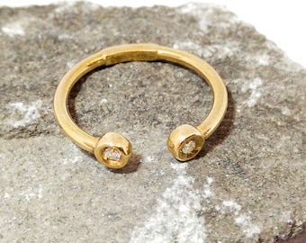 Open ring, solid gold cuff ring, diamond ring