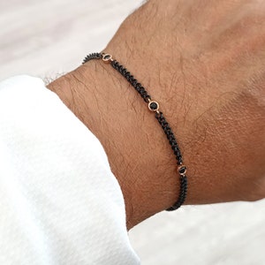 Black Diamond bracelet, Mens bracelet, 18k Gold bracelet for men