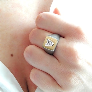 Initial ring, square signet ring, pinky ring