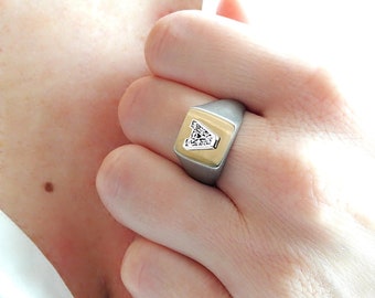 Initial ring, square signet ring, pinky ring