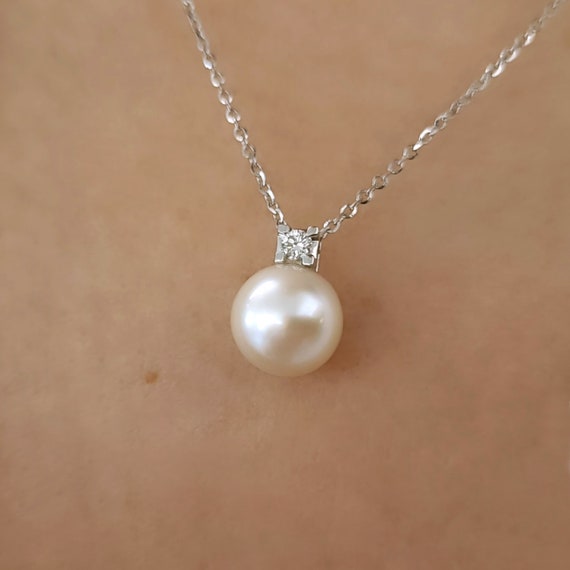 Collana Lunga Con Perla Conchiglia E Zirconi - Placcata Oro 18k - Gioiello Regalo