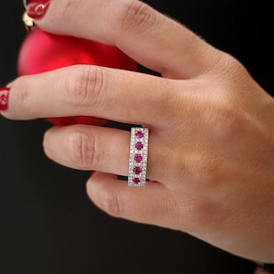 Ruby Diamond engagement ring, Ruby ring gold, Ruby eternity band, Ruby wedding band
