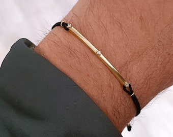 Herren-Tennisarmband mit Diamanten aus 18 Karat Gold, Kordelarmband und Diamanten, Gold-Herrenarmband