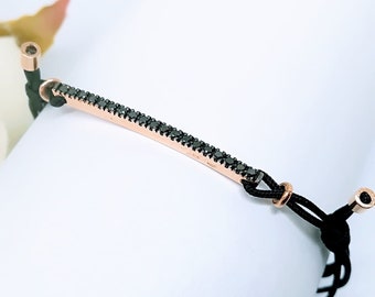 tennis avec diamants noirs en or 18 carats, bracelet unisexe
