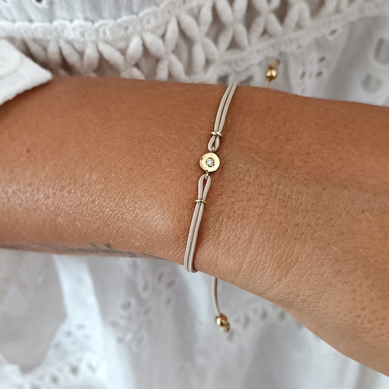 String bracelet with Diamond 18k Gold, Diamond bracelet, Friendship bracelet for women image 2