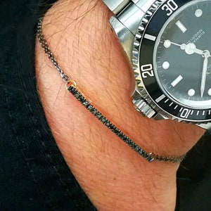 Black diamond bracelet, mens bracelet