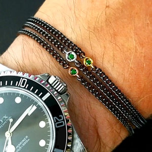 Zwarte gouden herenarmband, smaragd armband