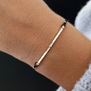String bracelet with Diamond 18k Gold, Diamond bracelet, Tennis bracelet, Bar bracelet
