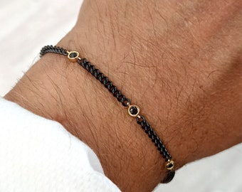 Black Diamond bracelet, Mens bracelet, 18k gold bracelet for men