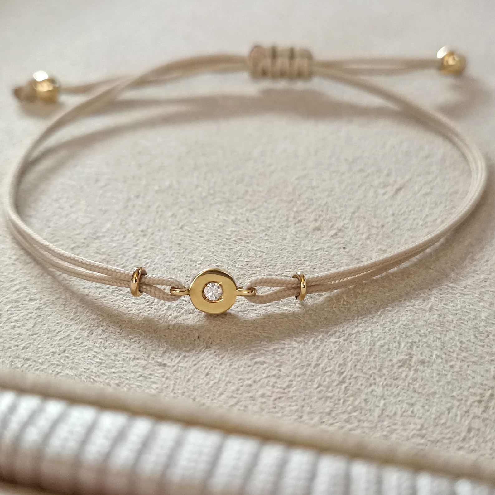 String Bracelet With Diamond 18k Gold Diamond Bracelet Etsy