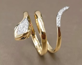 18k gult guld ormring med naturliga diamanter