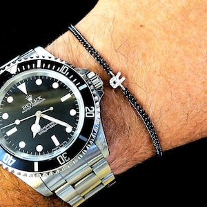 Pulsera inicial con diamantes, pulsera de hombre personalizable
