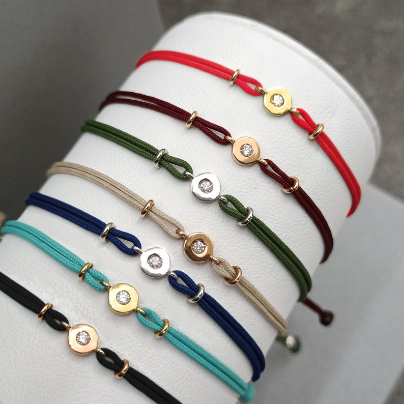 String bracelet with Diamond 18k Gold, Diamond bracelet, Friendship bracelet for women image 10
