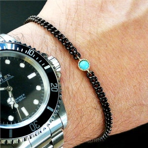 Turquoise bracelet, mens bracelet, 18k gold