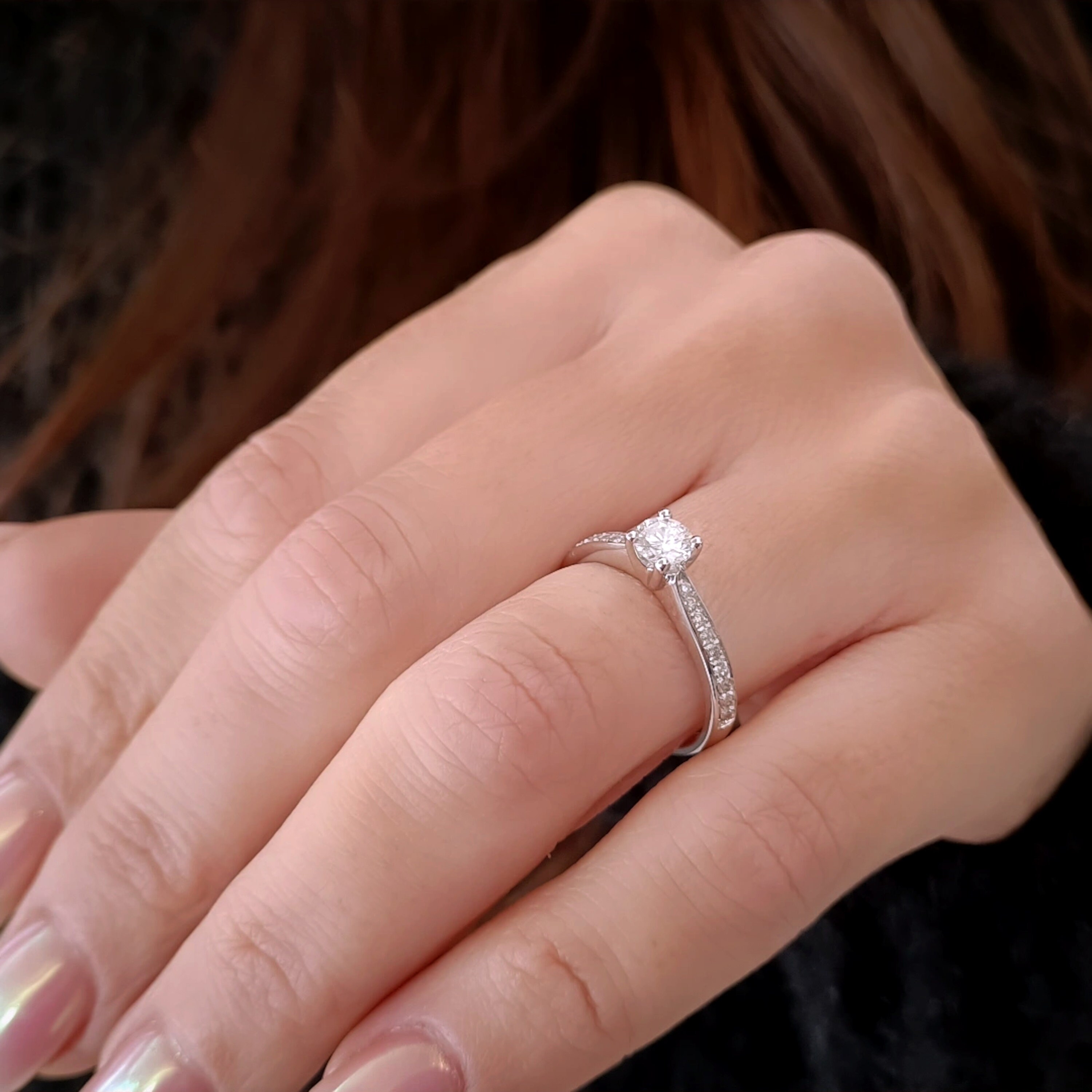 Anello solitario rotondo da 3 carati, anello di fidanzamento, anello di promessa - 6 punte - Diamante stimolante CZ - Argento sterling - Italia
