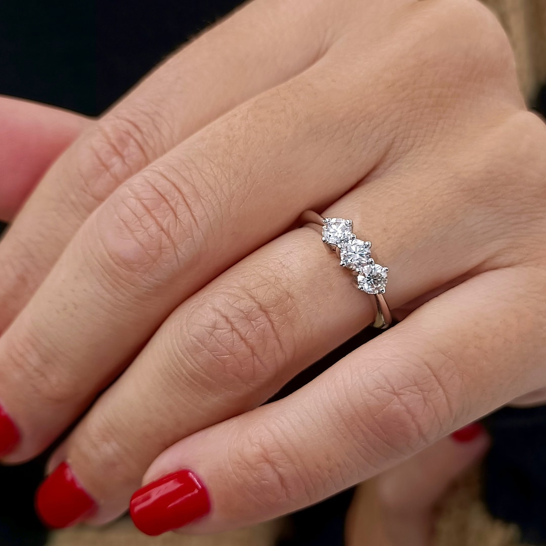 Buy Three Stone Diamond Ring 18k White Gold, Three Stone