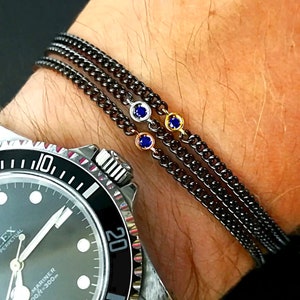 Sapphire bracelet, mens bracelet, 18k gold