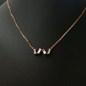 Jagged baguette necklace, diamond necklace, wedding necklace
