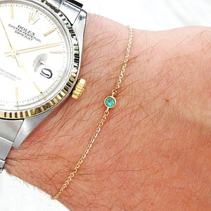 Emerald bracelet, mens bracelet, 18k gold