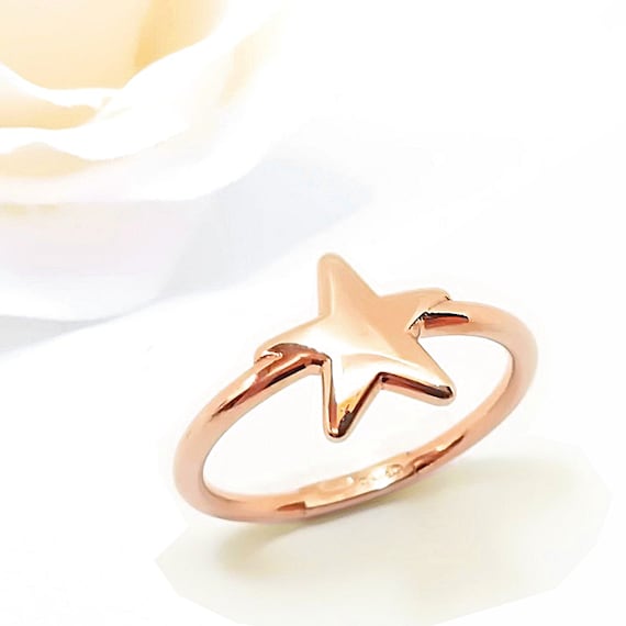 9K ローズゴールド スター リング、レディース リング - Etsy 日本