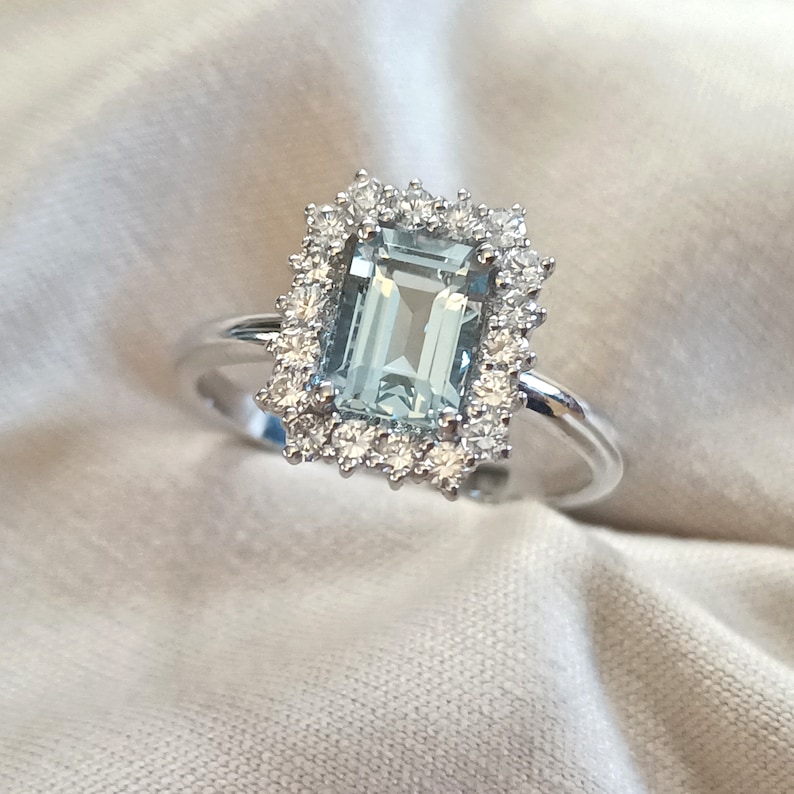 Aquamarine & Emerald 18k Gold Spring Ring