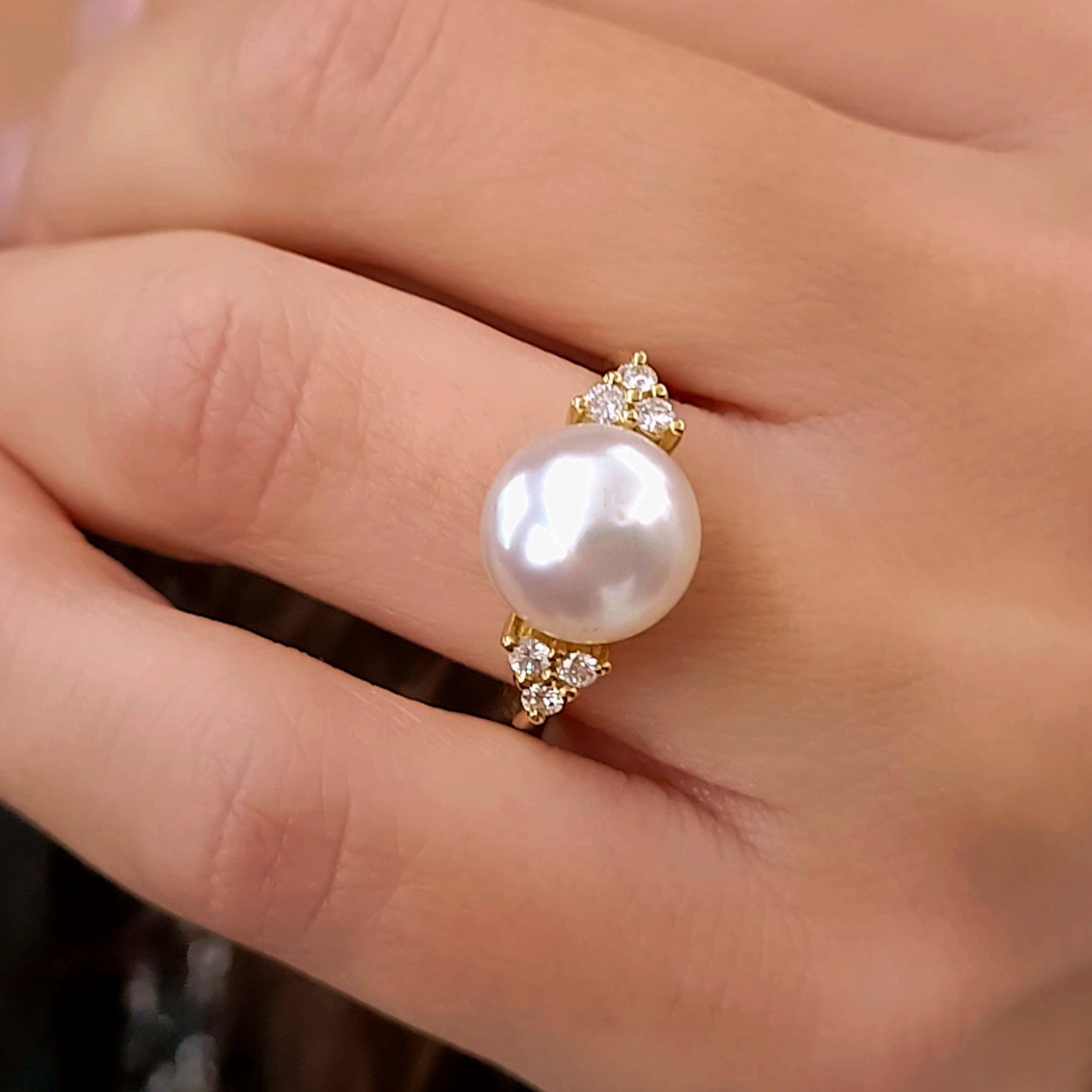 South Sea Pearl and Diamond Ring, 18k Gold Pearl Ring - Etsy