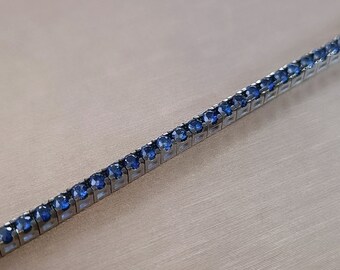 メンズ テニスブレスレット（ブルーサファイアと18Kホワイトゴールド